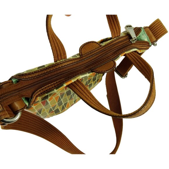 Fossil Key-Per Crossbody Tote Bag Geometric Print Coated Canvas Retro Style - Picture 6 of 12